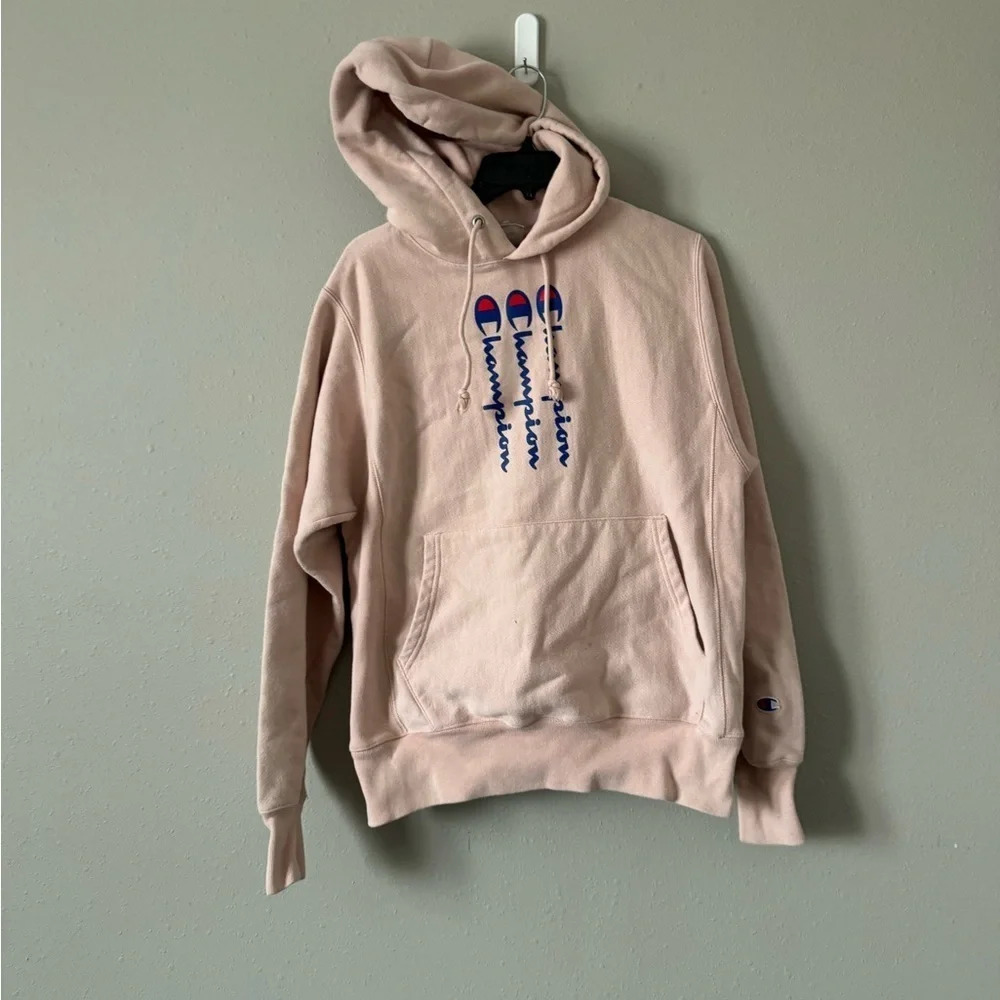 Champion Logo Hoodie small pink